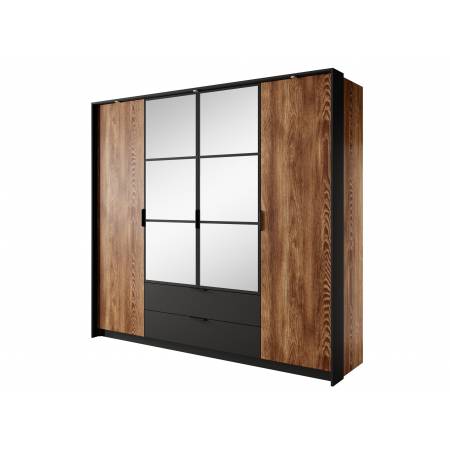 Szafa 220 cm w stylu LOFT 4-drzwiowa z lustrem  MONTI